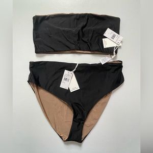 NWT Good American Bandeau Black Swimsuit
